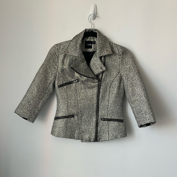 ASOS Petite Metallic  Blazer Zipper Blazer with front zip pockets - Picture 2 of 12